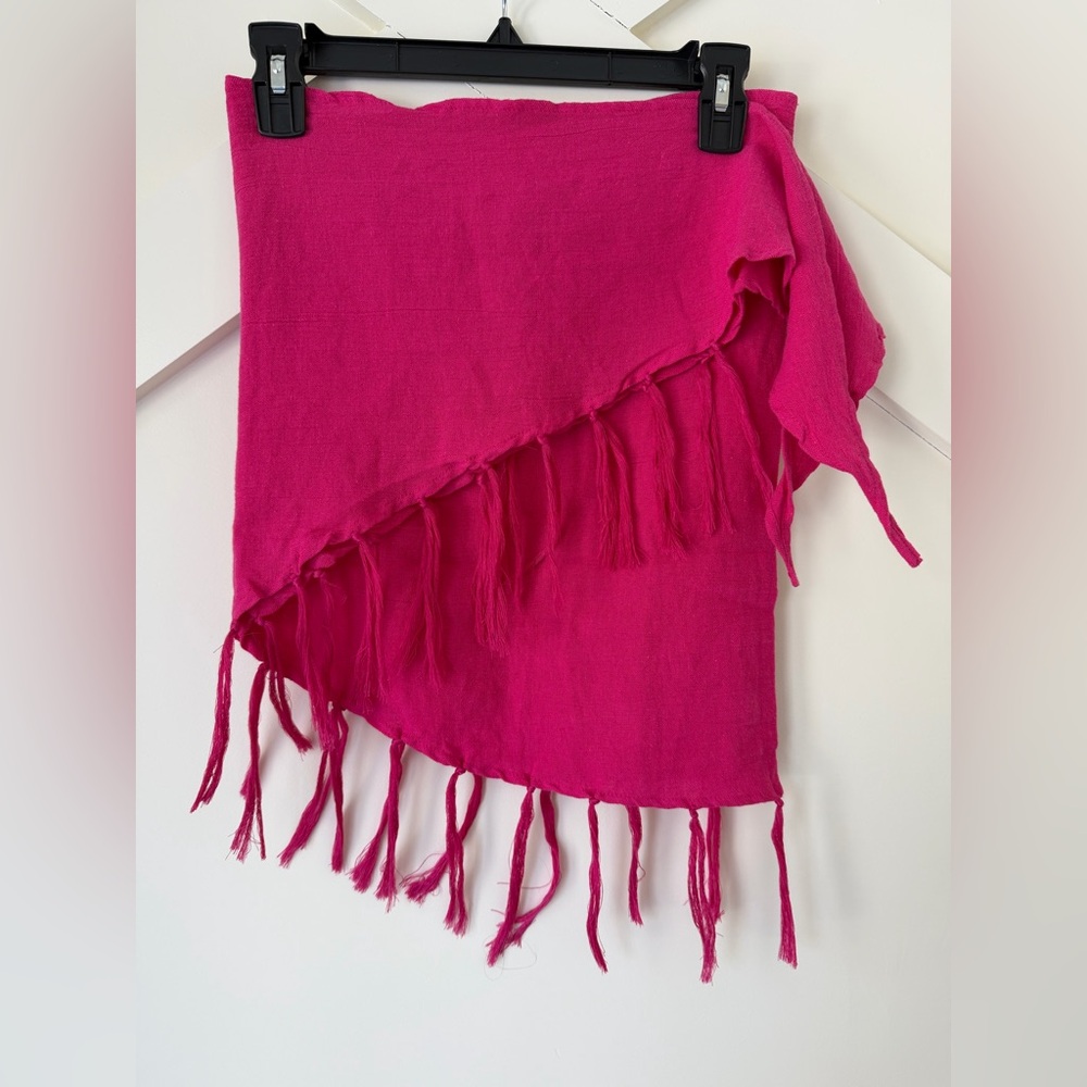 Vitamin A Women’s Sirena Linen-Blend Fringe Tassels Sarong Pink One Size NWT